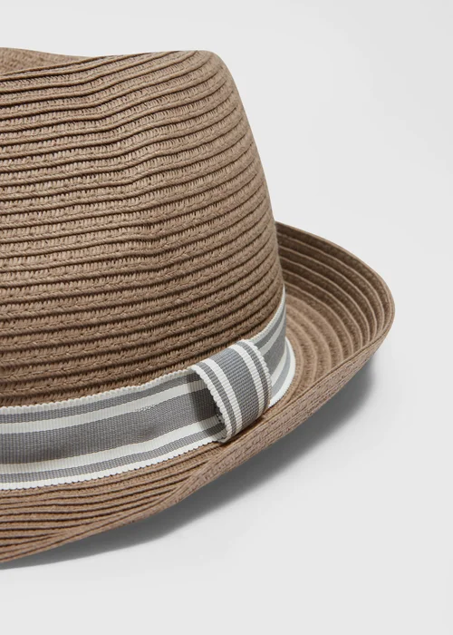 Brown Straw Trilby Hat - S/M Image 2