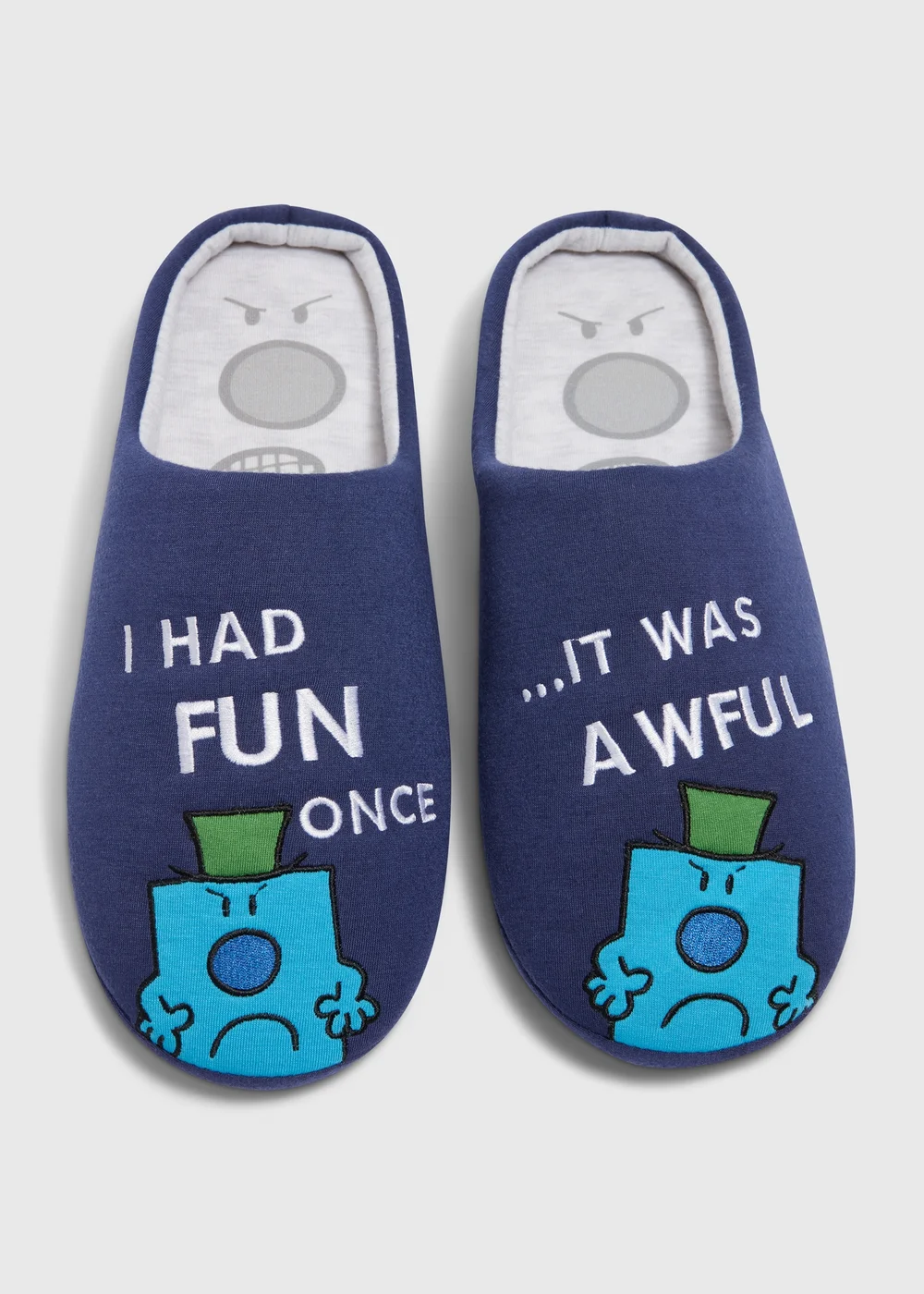 Mr Grumpy Navy Slippers - Size 7 - 8 Image 1