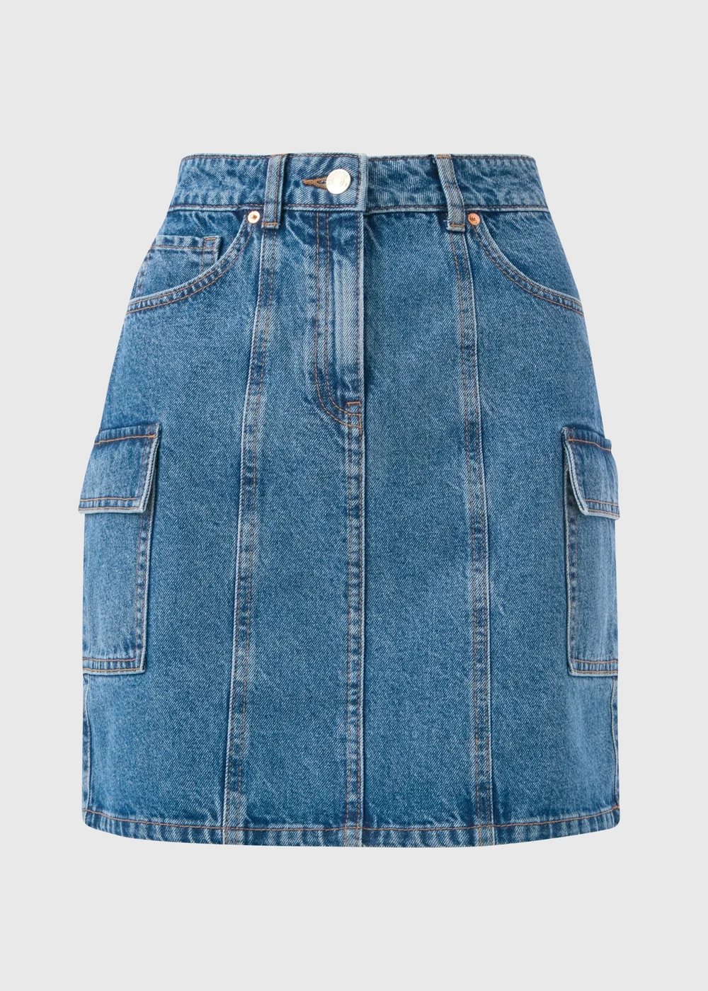 Mid Wash Denim Utility Skirt - Size 8 Image 5