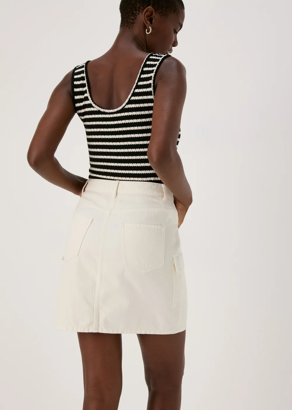 Ecru Denim Utility Skirt - 8 Image 2