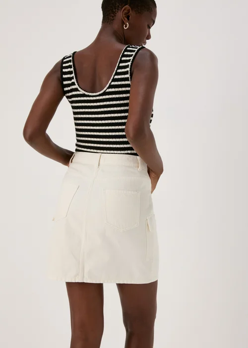 Ecru Denim Utility Skirt - 8 Image 2