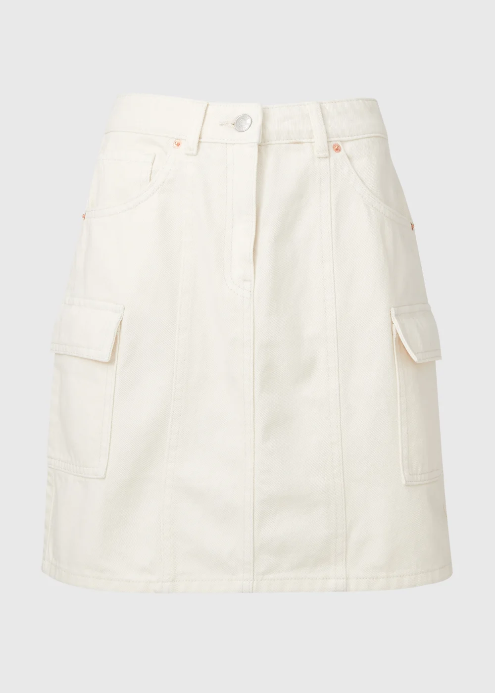 Ecru Denim Utility Skirt - 8 Image 5