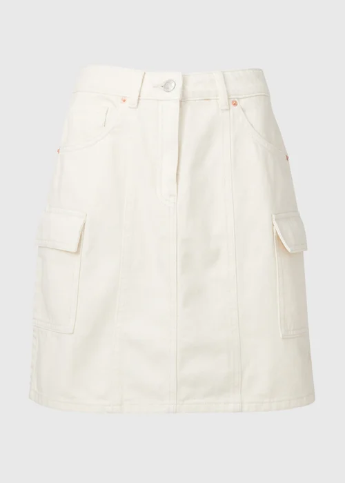 Ecru Denim Utility Skirt - 8 Image 5