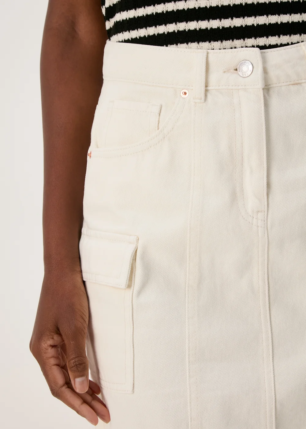 Ecru Denim Utility Skirt - 8 Image 3