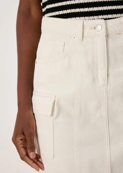 Ecru Denim Utility Skirt - 8 Image 3