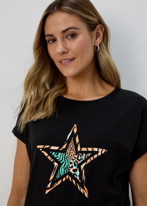 Black Leopard & Cheetah Star Graphic T-Shirt - 8 Image 3