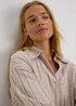 Beige Ribbed Polo Shirt - 8 Image 3
