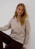Beige Ribbed Polo Shirt - 8 Image 1