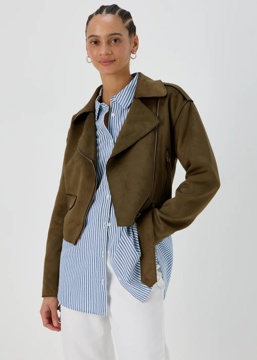 Khaki Biker Jacket - 8 Image 1