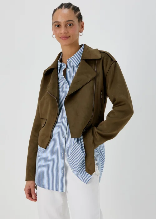 Khaki Biker Jacket - 8 Image 1
