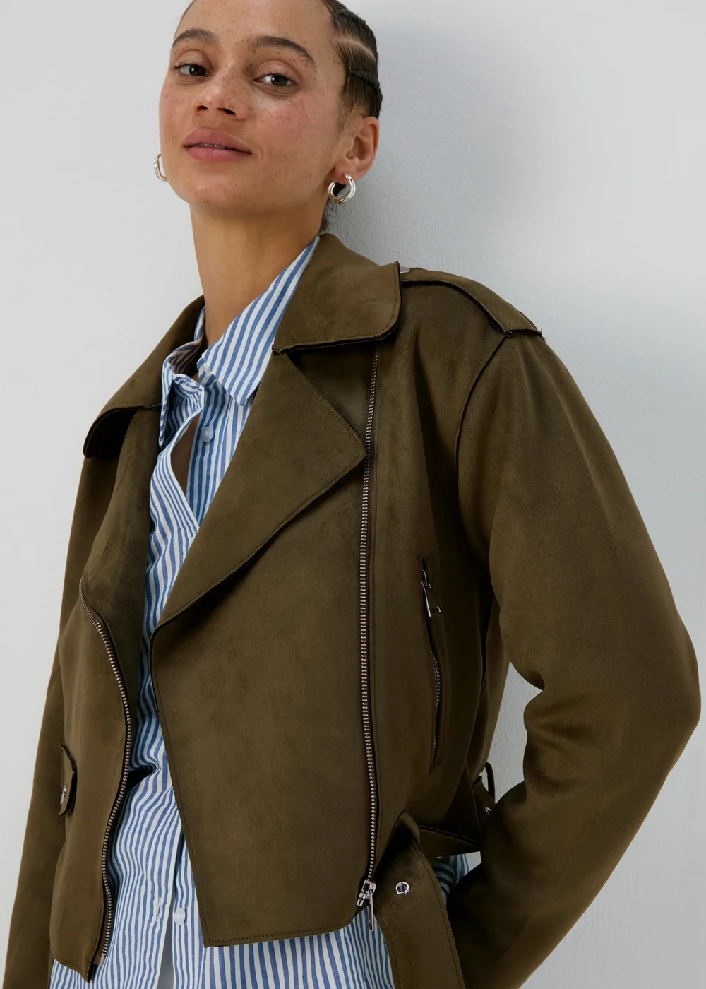 Khaki Biker Jacket - 8 Image 3