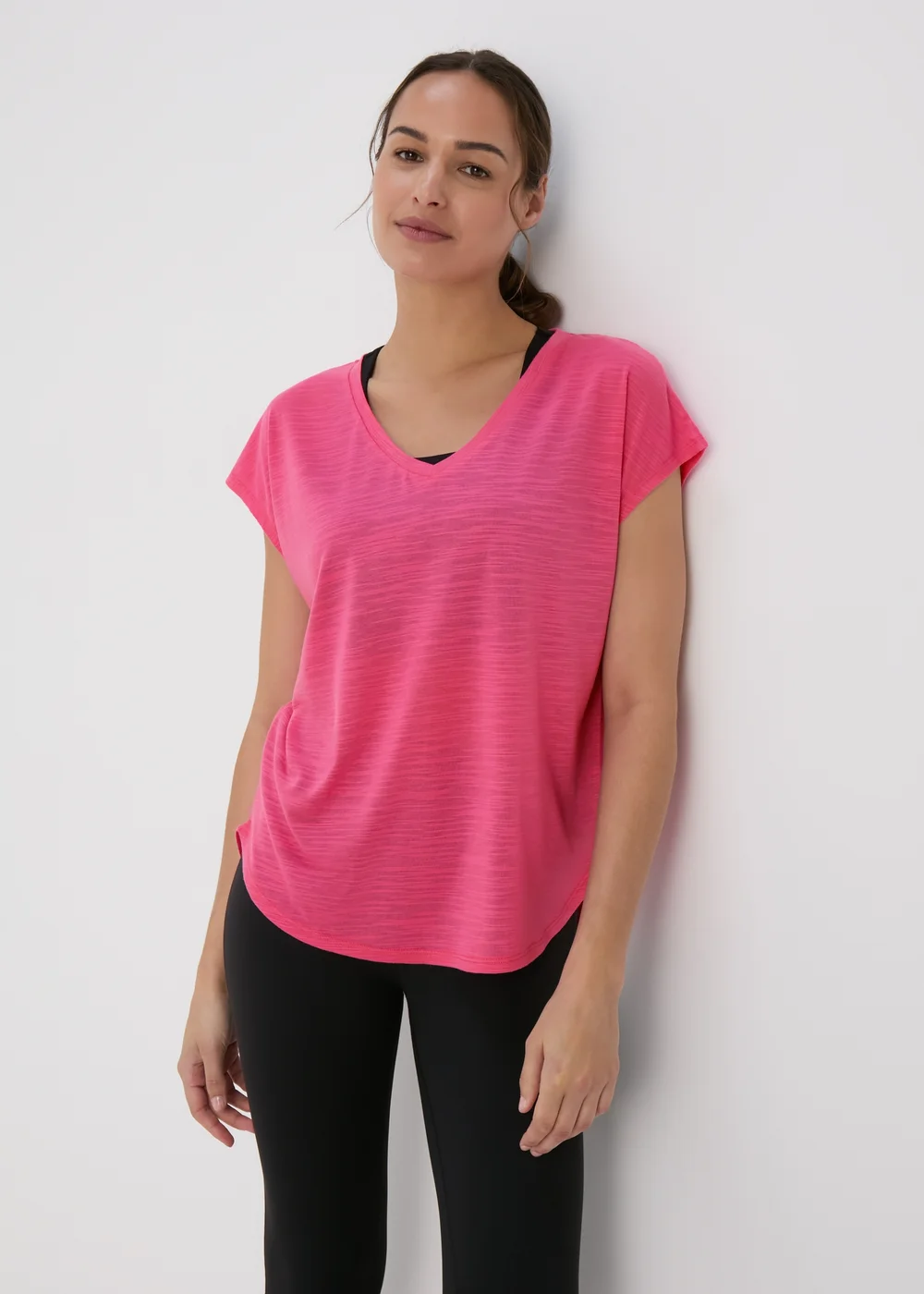 Souluxe Pink V Neck T-Shirt - Small Image 1