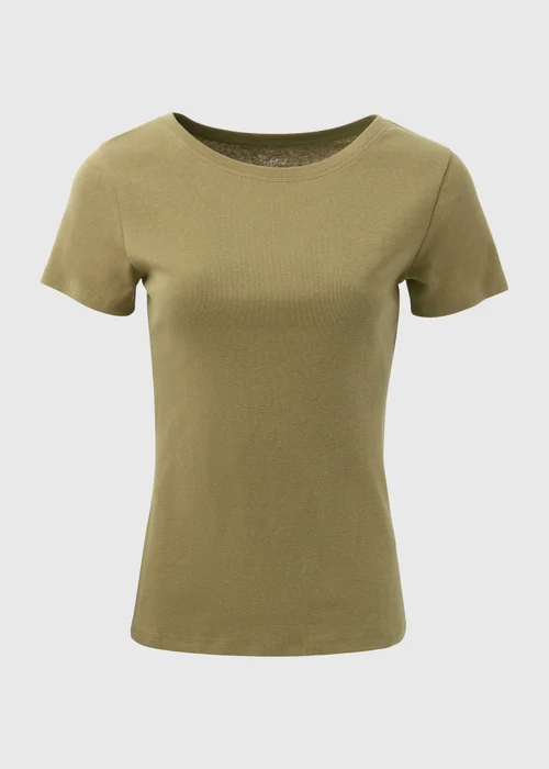 Khaki Short Sleeve Fitted T Shirt - 8 Image 5