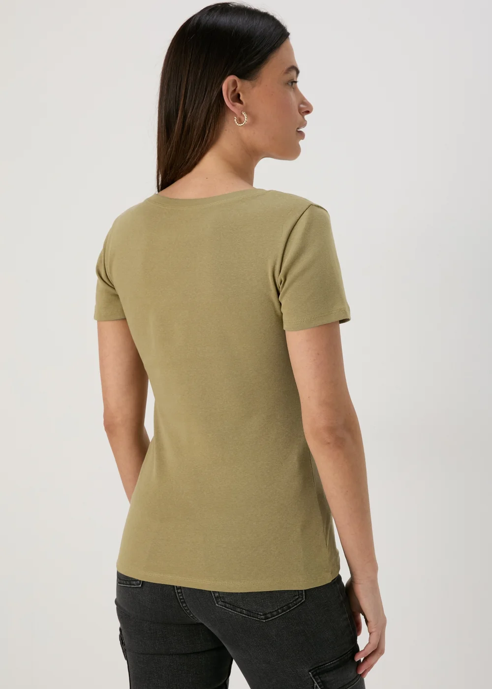 Khaki Short Sleeve Fitted T Shirt - 8 Image 2
