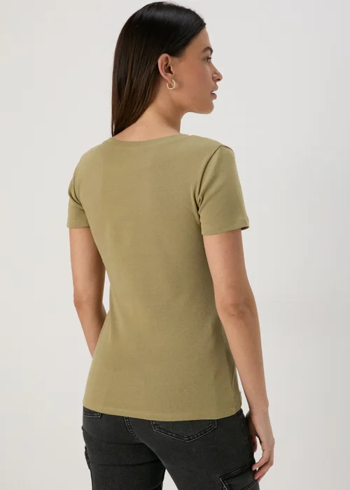Khaki Short Sleeve Fitted T Shirt - 8 Image 2