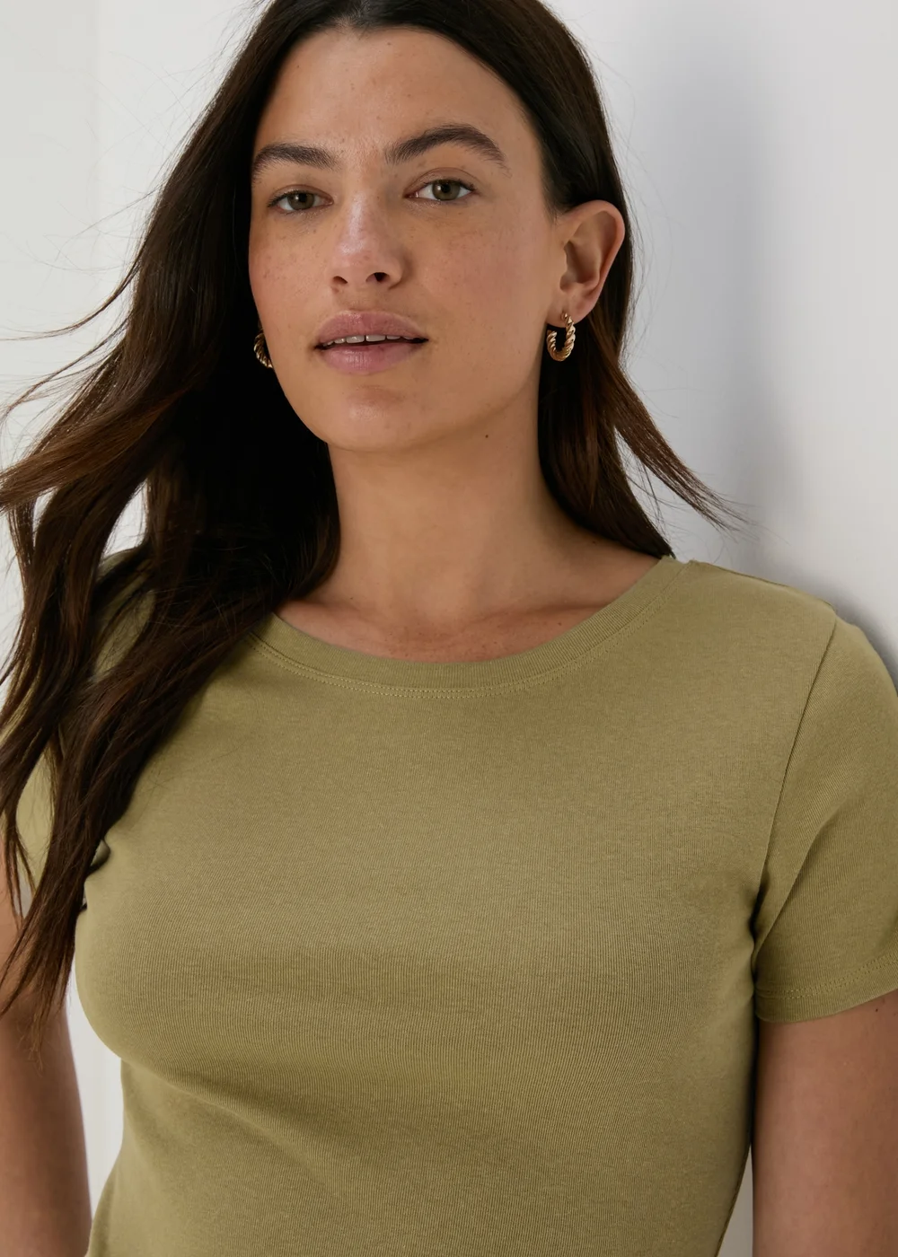 Khaki Short Sleeve Fitted T Shirt - 8 Image 3