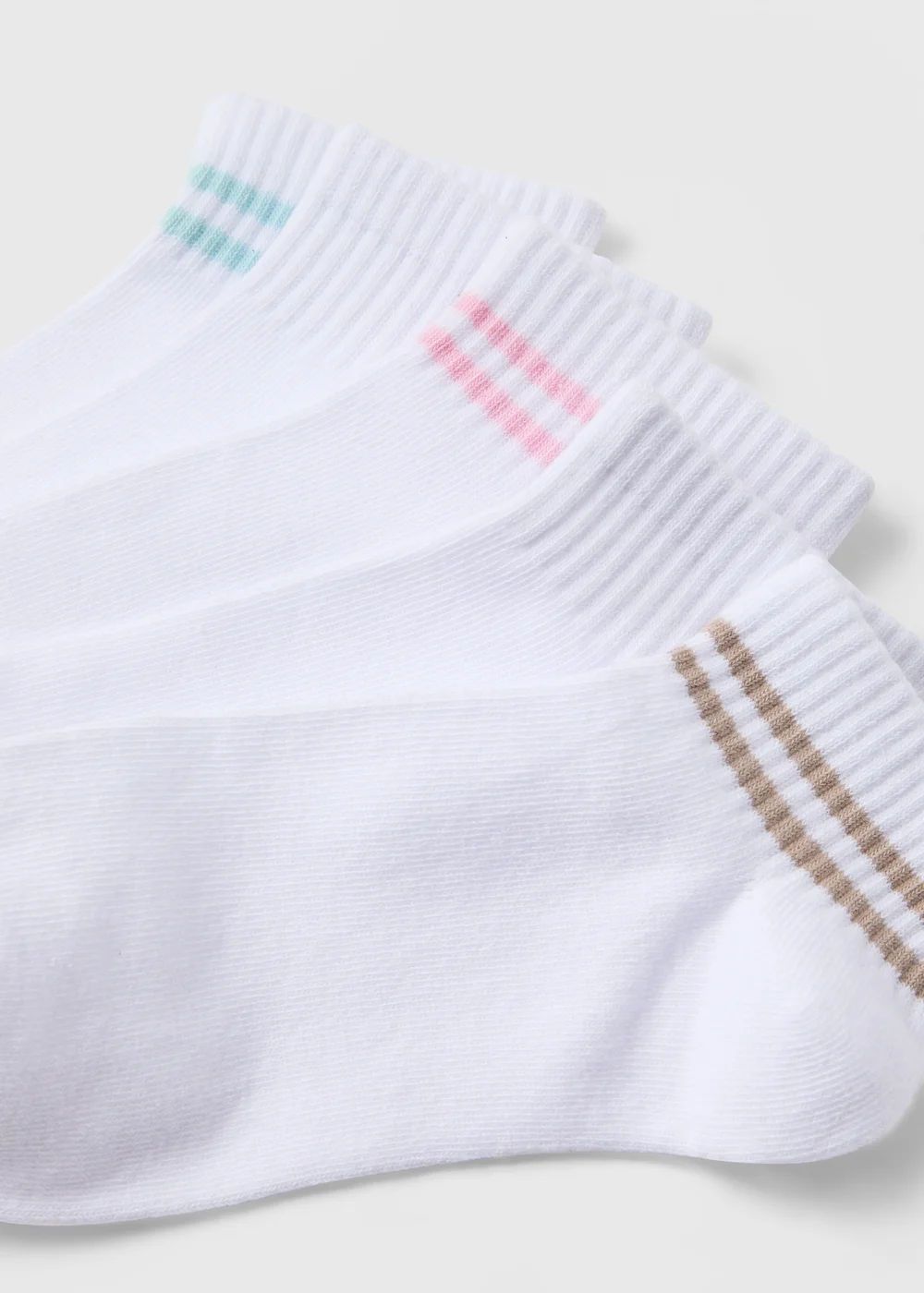 5 Pack White Multicolour Stripe Sports Socks - One Size Image 2
