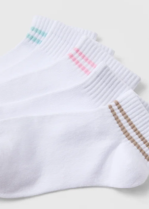 5 Pack White Multicolour Stripe Sports Socks - One Size Image 2