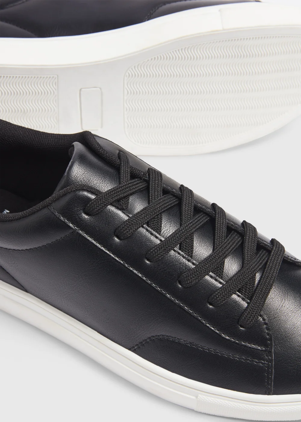 Black PU Court Trainers - Size 6 Image 2