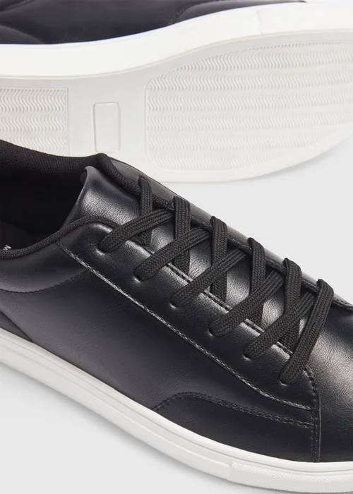 Black PU Court Trainers - Size 6 Image 2