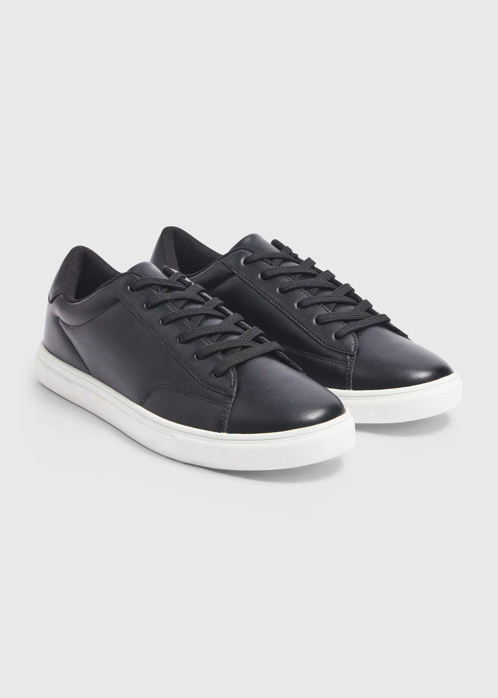 Black PU Court Trainers - Size 6 Image 1