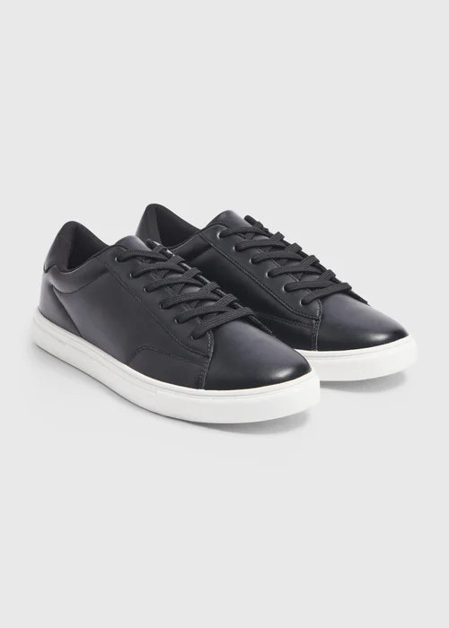 Black PU Court Trainers - Size 6 Image 1
