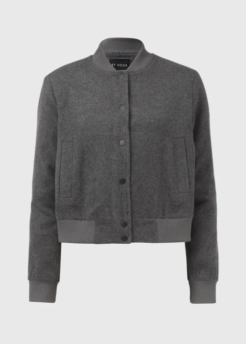 Et Vous Charcoal Textured Bomber Jacket - 8 Image 5