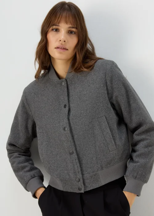 Et Vous Charcoal Textured Bomber Jacket - 8 Image 1