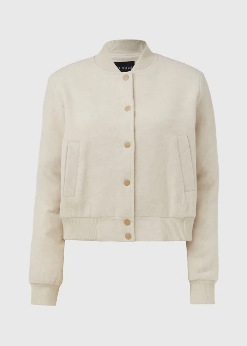 Et Vous Oatmeal Textured Bomber Jacket - 8 Image 5