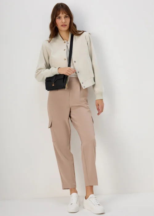 Et Vous Oatmeal Textured Bomber Jacket - 8 Image 4