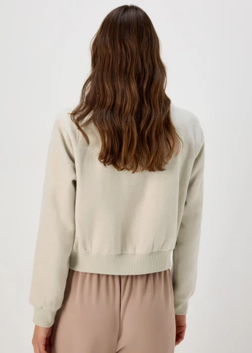 Et Vous Oatmeal Textured Bomber Jacket - 8 Image 2