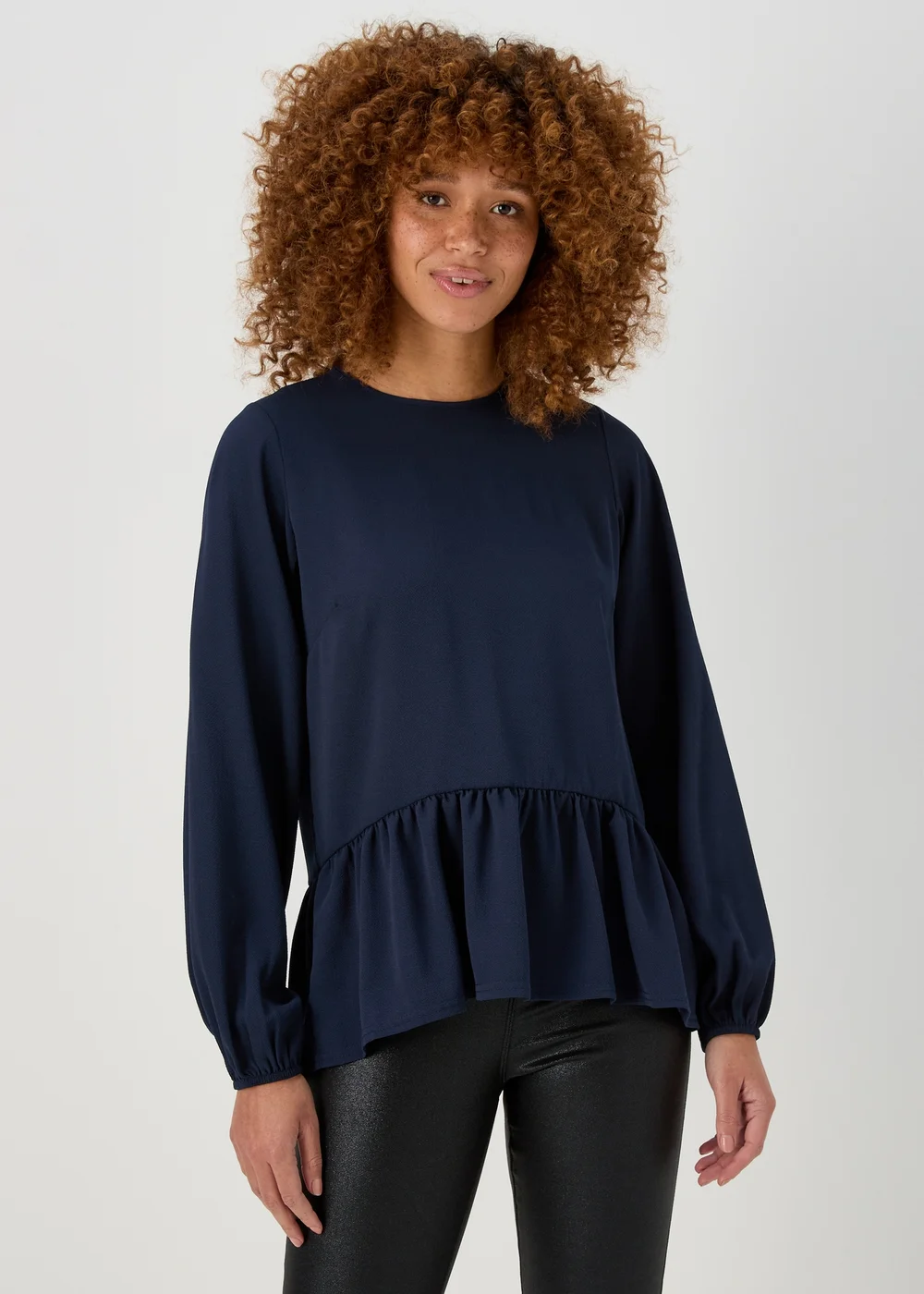 Navy Peplum Blouse - 8 Image 1