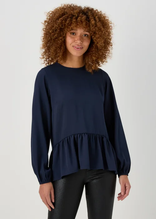 Navy Peplum Blouse - 8 Image 1