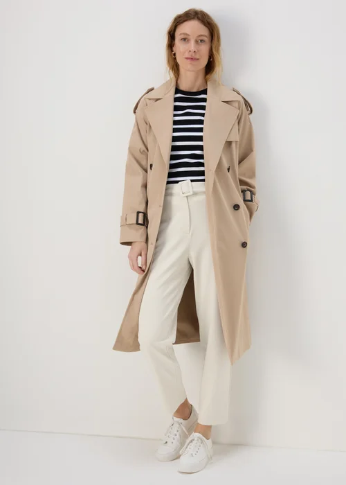 Et Vous Cream Belted Ponte Tapered Trousers - 8 Image 4