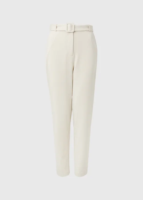 Et Vous Cream Belted Ponte Tapered Trousers - 8 Image 5
