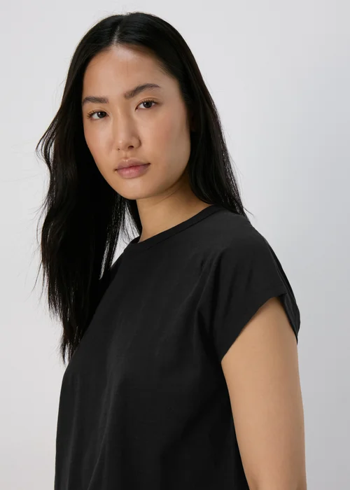 Black Plain Relaxed Fit T-Shirt - S Image 3