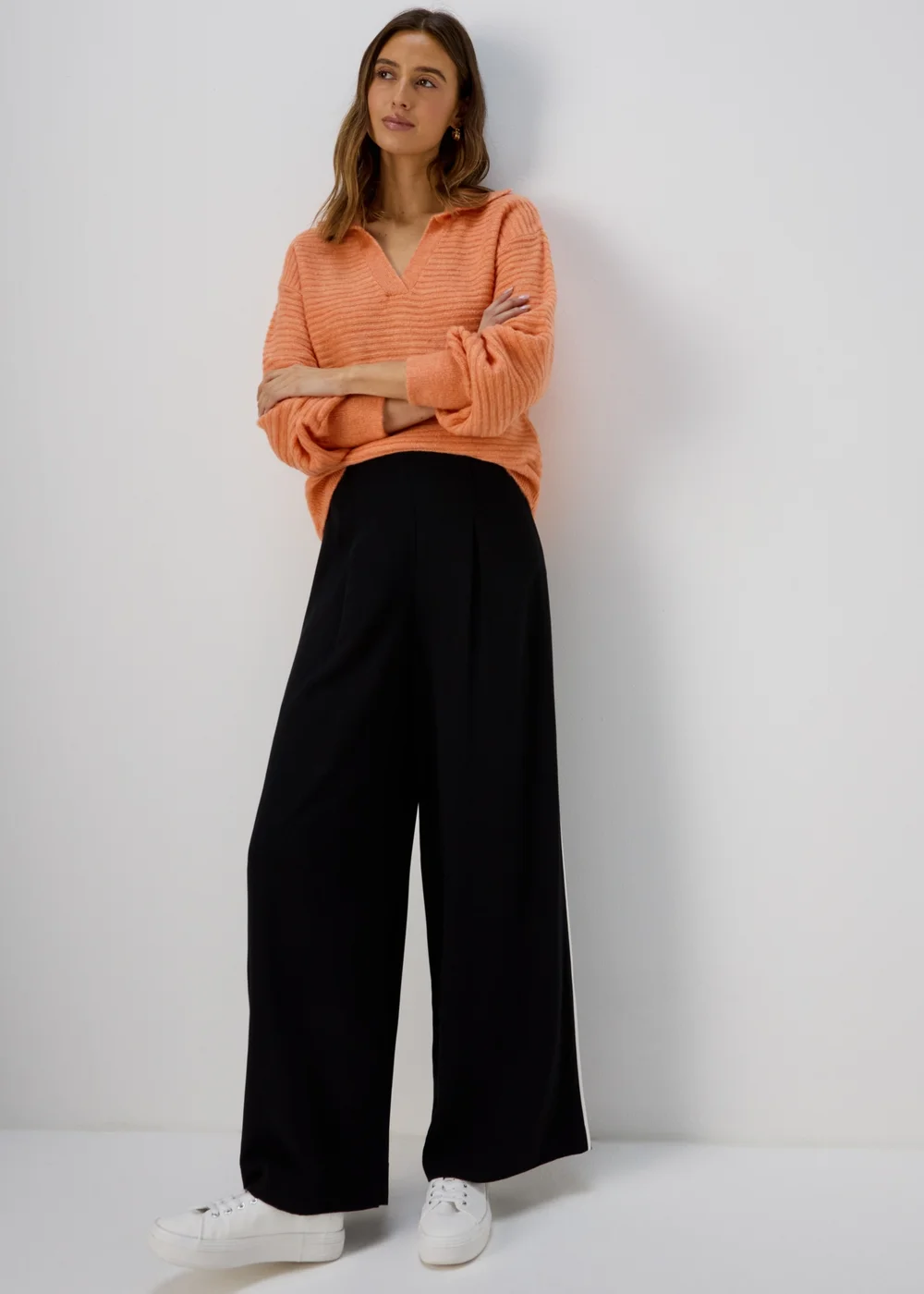 Et Vous Orange V Neck Polo Jumper - 8 Image 1