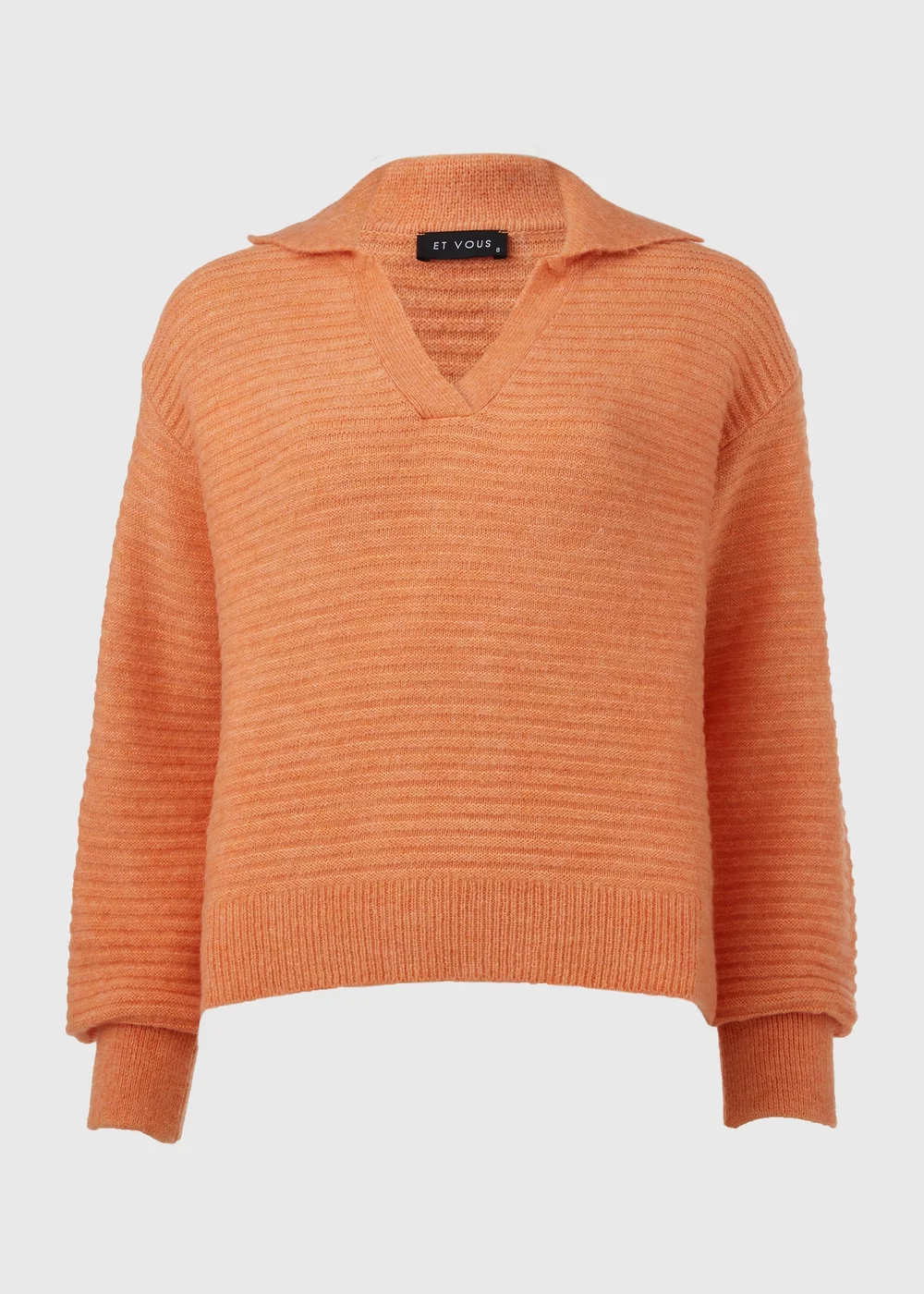 Et Vous Orange V Neck Polo Jumper - 8 Image 5