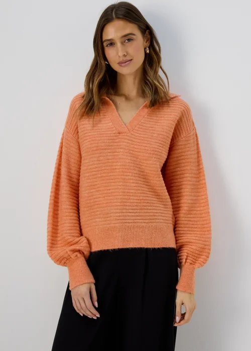 Et Vous Orange V Neck Polo Jumper - 8 Image 4
