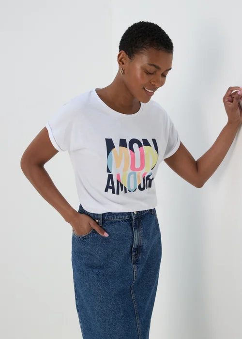White Amour Slogan T-Shirt - S Image 1