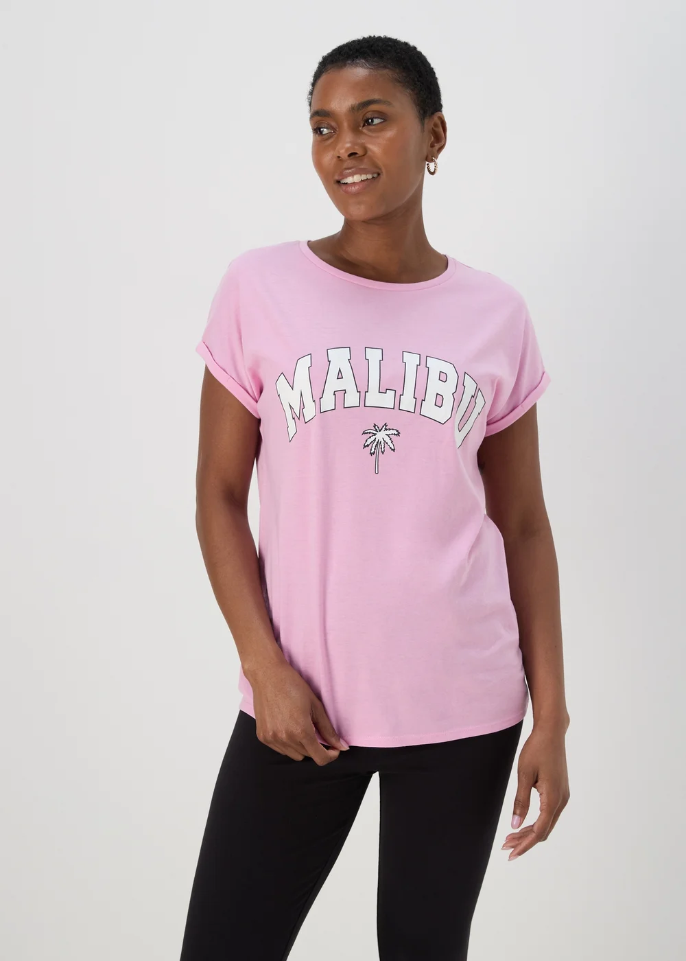 Pink Malibu Slogan T Shirt - S Image 3