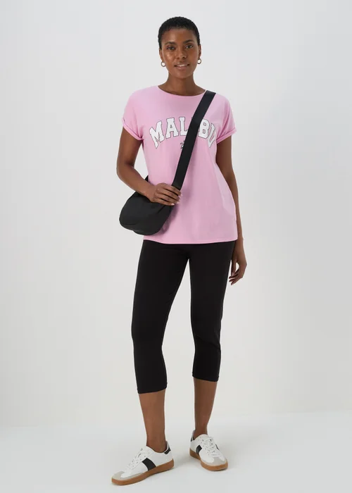 Pink Malibu Slogan T Shirt - S Image 4