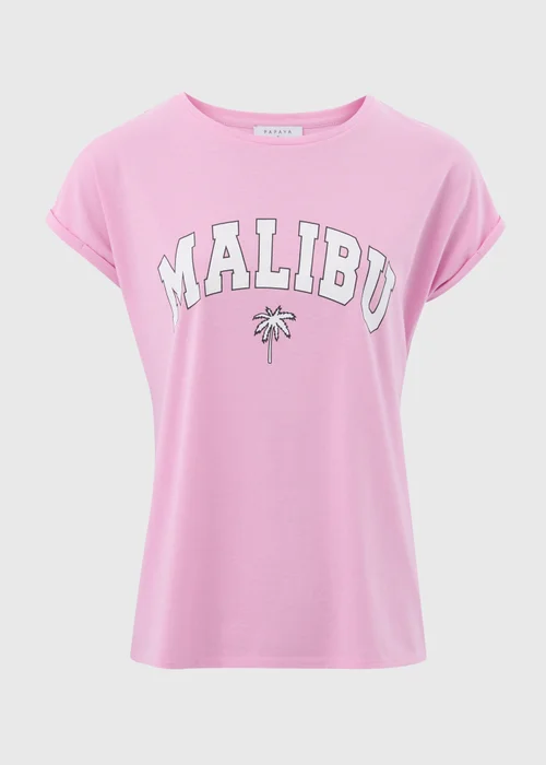 Pink Malibu Slogan T Shirt - S Image 5