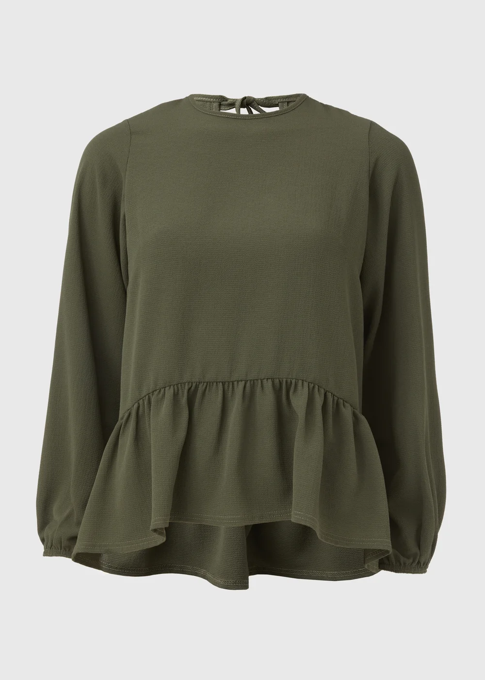 Papaya Petite Khaki Peplum Long Sleeve Blouse - Size 6 Image 5
