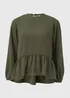 Papaya Petite Khaki Peplum Long Sleeve Blouse - Size 6 Image 5