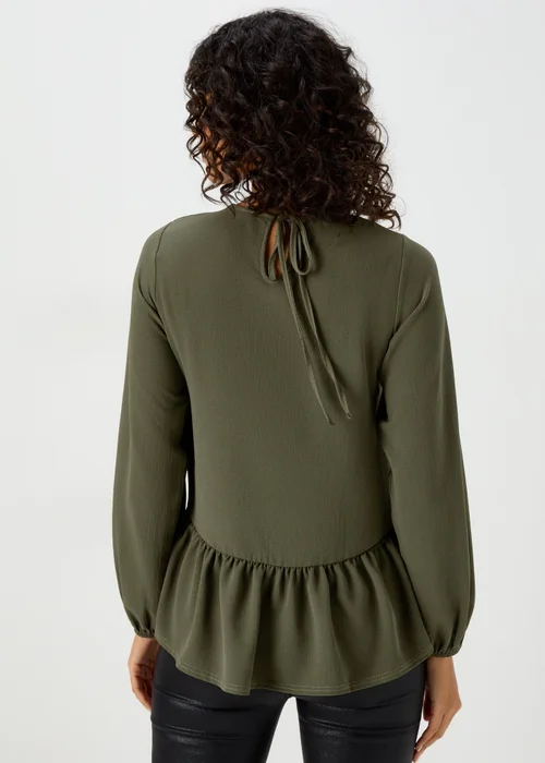 Papaya Petite Khaki Peplum Long Sleeve Blouse - Size 6 Image 2