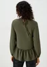 Papaya Petite Khaki Peplum Long Sleeve Blouse - Size 6 Image 2