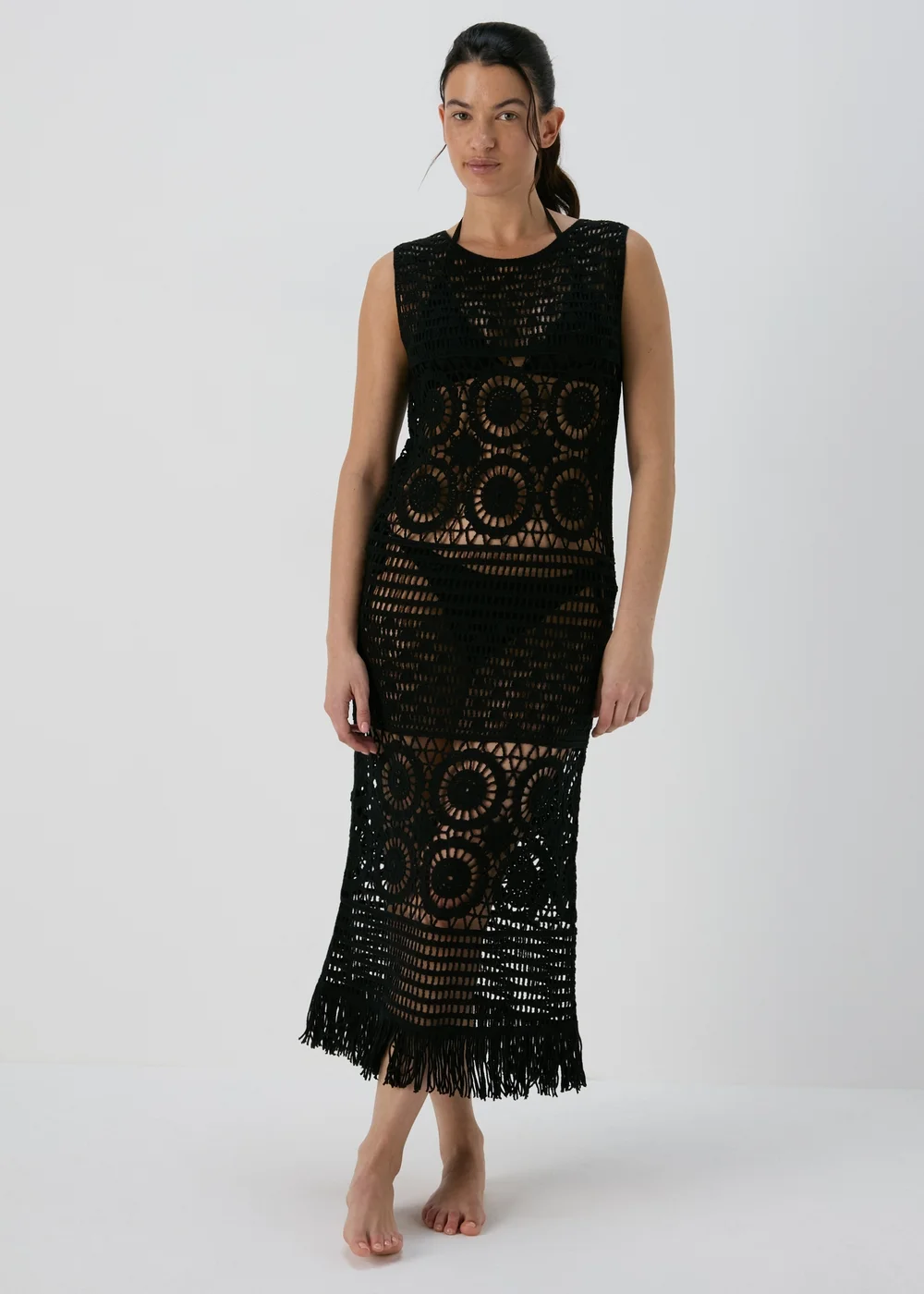 Black Crochet Midi Dress - 8 Image 3