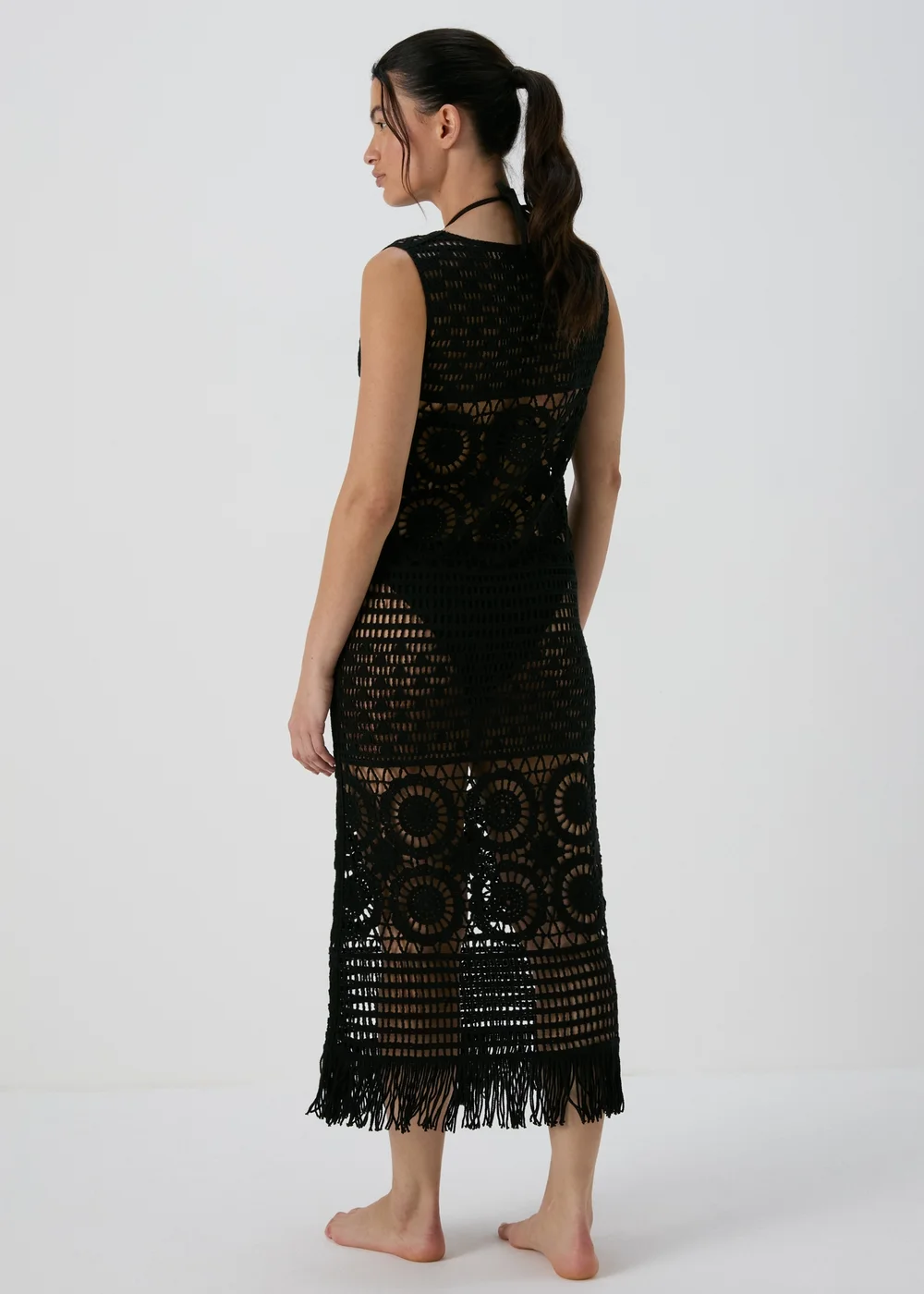 Black Crochet Midi Dress - 8 Image 2