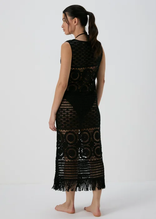 Black Crochet Midi Dress - 8 Image 2